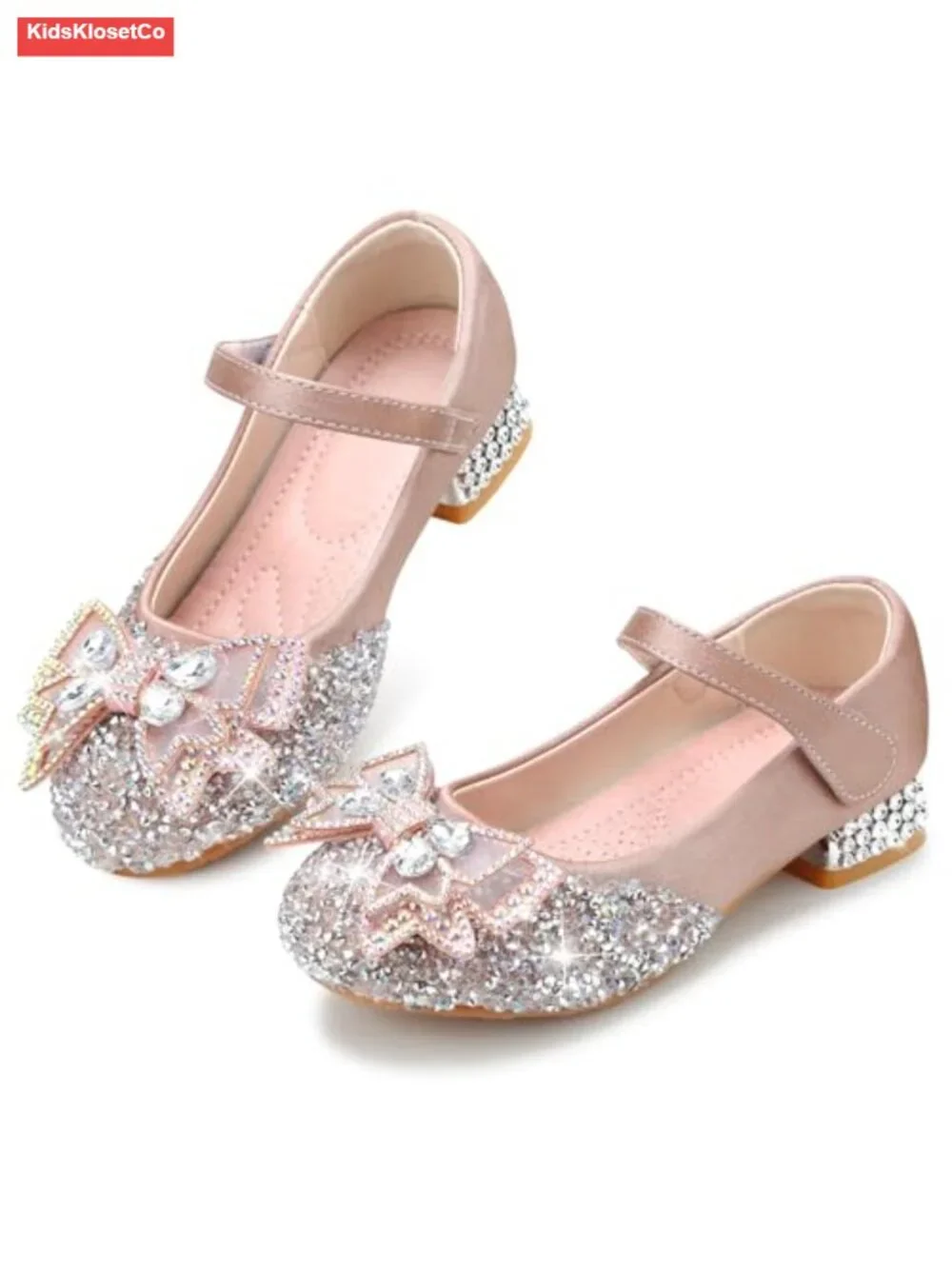 Girls Mary Jane Flats Glitter Low Heel Princess Dress Shoes Toddler Little Big